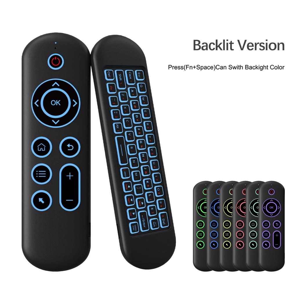 MRSVI Air Mouse Fernbedienung M5 Kabellos 2.4G & Bluetooth Mit 7 Farben Hintergrundbeleuchtung Gyroskop Tastatur für Smart Android TV Box, PC