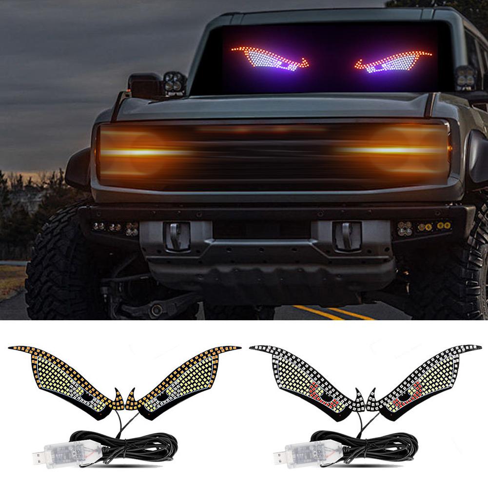 Car LED Devil's Eye Decorative Light Rear Window Warning Light Devil Eye Atmosphere Light Auto Decoration Accessories