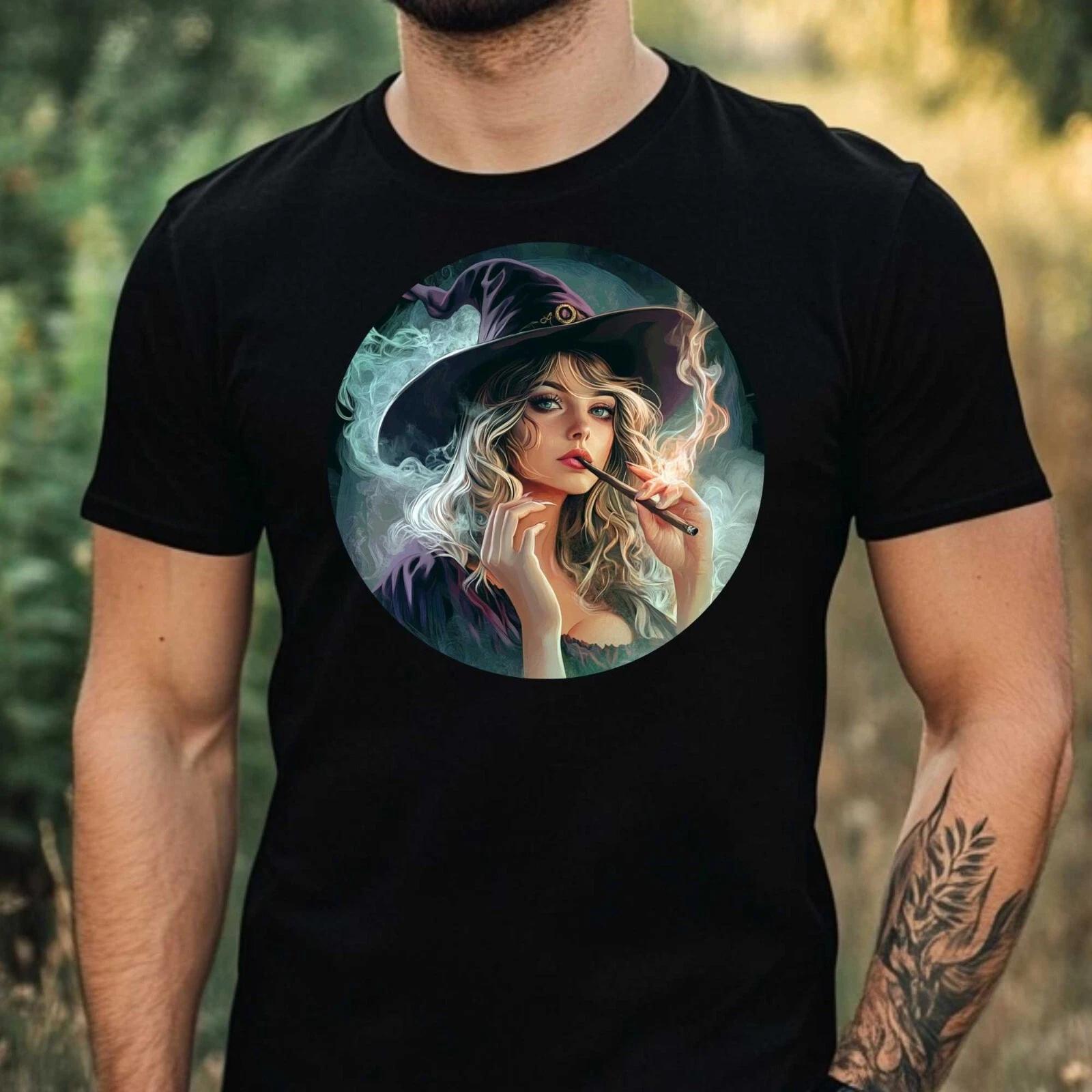 T-Shirt Herren Hexe Raucht Motiv Baumwolle Größe XS bis 5XL XS