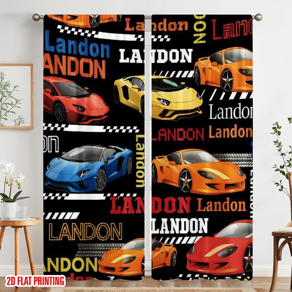 2pcs,2D plane printing Curtains Roller Blinds Speedy Landon Durable 100% Polyester Fabric (without rod) Gifts for Bedroom,