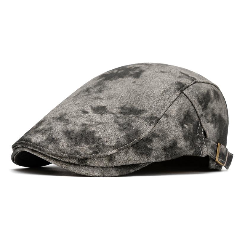 Print Beret Autumn Winter Thick Warm Forward Cap Men Big Head Circumference Newsboy Cap