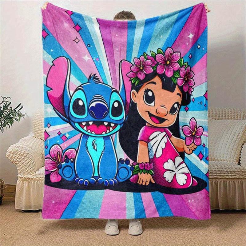 1pc Stitch Printing Blanket - Soft, All-Season Throw for Living Room, Beroom,Personalize Gift with Aorable Cartoon Esign