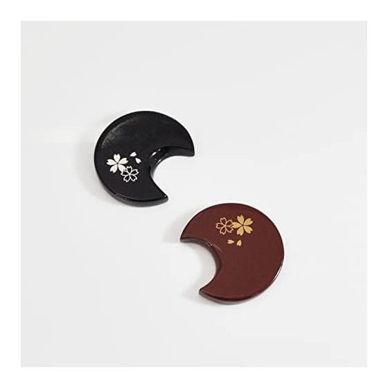 Isso Pair Chopsticks, Lacquered Chopsticks in a Paulownia Box, Yoimachi Moon + Hana Sakura Chopstick Rests, 2 Pairs, Made in Japan. Wajima-nuri