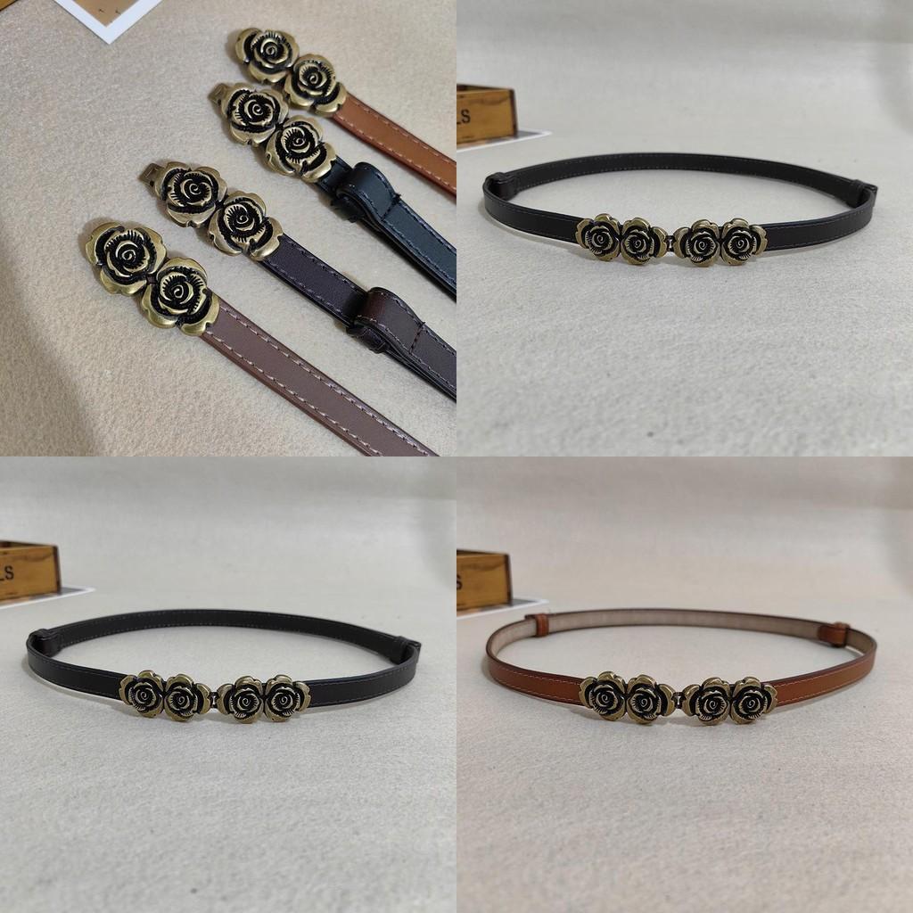 Elegant Leather Waist Belt For Dresses With Handcrafted Lacquered Surface And Floral Details For Office Look