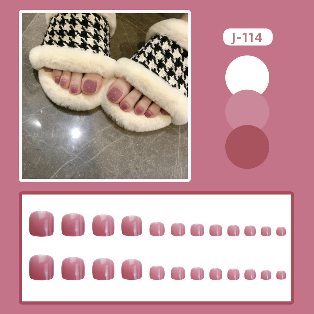 24Pcs Glossy Lake Blue Press On Toenails Full Coverage Artificial Acrylic Fake Toe Nails Removable Wearable Nail Art