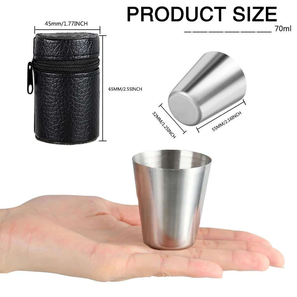 6 ks 70ml Nerezová ocel Outdoor Travel Camping Cup Hrnek na pití Pivo Čaj Kávový sáček Cestovní sada