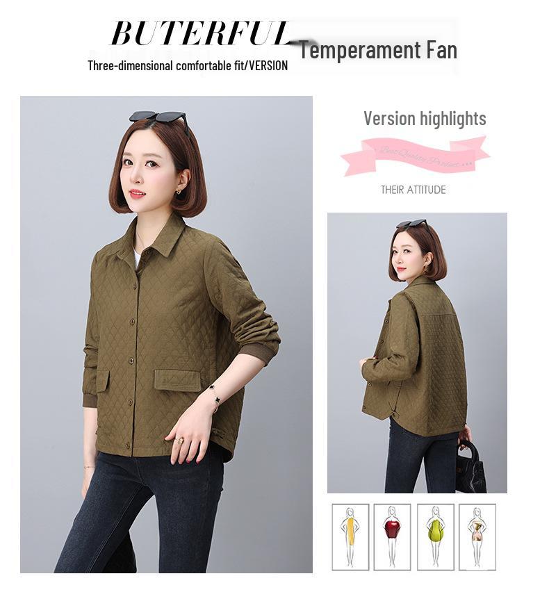 2024 New Autumn Argyle Coat for Women - Short, Casual, Hot Style Jacket for Middle-Aged Moms