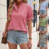 Chemise Femme Été Chaud Nouvelle Carreaux Bord Grenouille Col Montant Manches Courtes