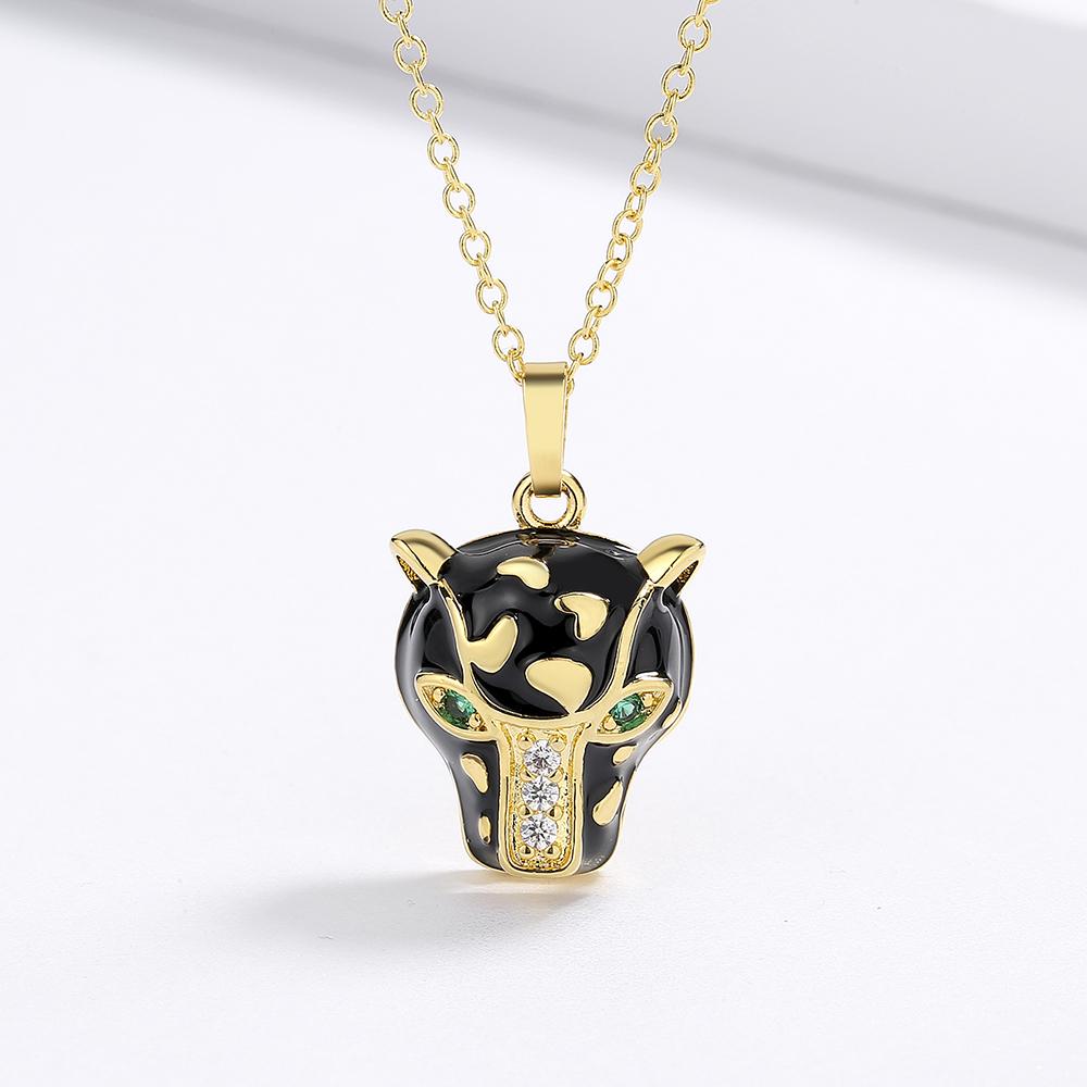 

Уникальная индивидуальность, креативное ожерелье с черным леопардом, подвеска, женское зеленое шпинель, белый фианит, животное, авангард, ювелирные изделия, ручная эмаль, подарок на день рождения 45cm чёрный