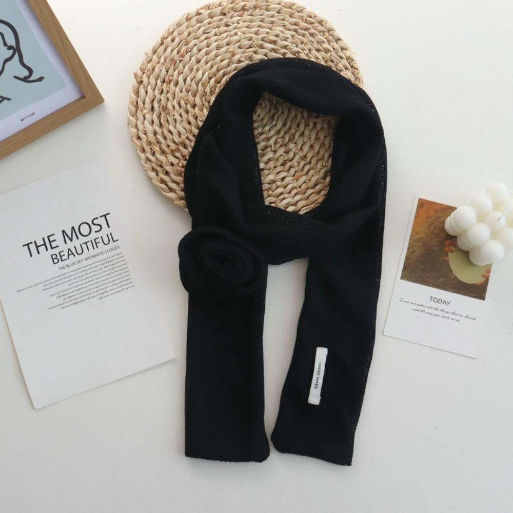 

Neckerchief Decoration Long Scarf Cravat Collar Flower Decoration Rose Flower Scarves Women чёрный