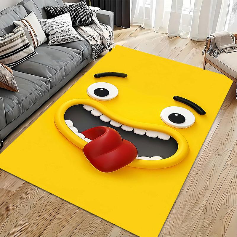 Playful Yellow Face Carpet Suitable As a Non-slip Mat for the Living Room or Bedroom Sofa