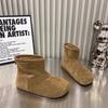 2025 autumn and winter new matte leather fashion snow boots versatile knight boots genuine leather flat-soled women's shoes soft-soled Korean versi