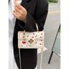 Fashionable High-Class Lady Square PU Handbag, Cute Cherry Printed Shoulder Bag for Shopping, Dating, and Crossbody, Kawaii Cherry Elements Valentines