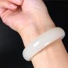 Natural White Hetian Jade Bangle: Xinjiang Golden Silk Jade, Wide Design - Gift for Women