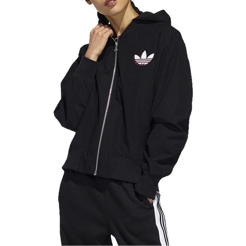 adidas Giacca Sportiva con Cappuccio e Zip Colore Unico Logo a Lettere Originals Donna Giubbotti Nero HH9451