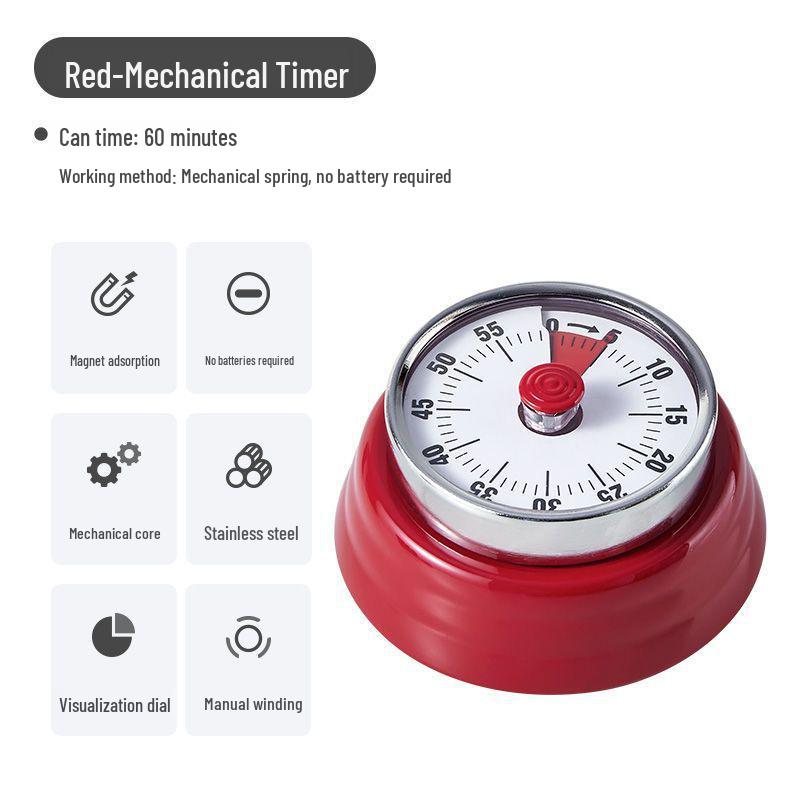 Japanese Mechanical Kitchen Timer with Magnetic Alarm