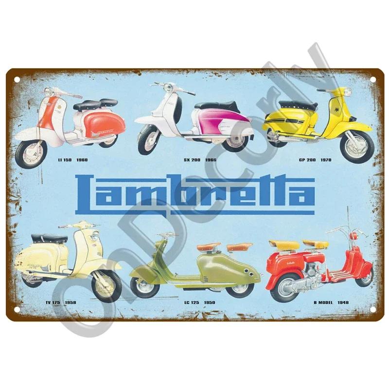 Lambretta Motor Plaque Metall Vintage Blechschild Shabby Chic Dekor Metallschilder Vintage Bar Dekoration Metall Poster Pub Metallplatte