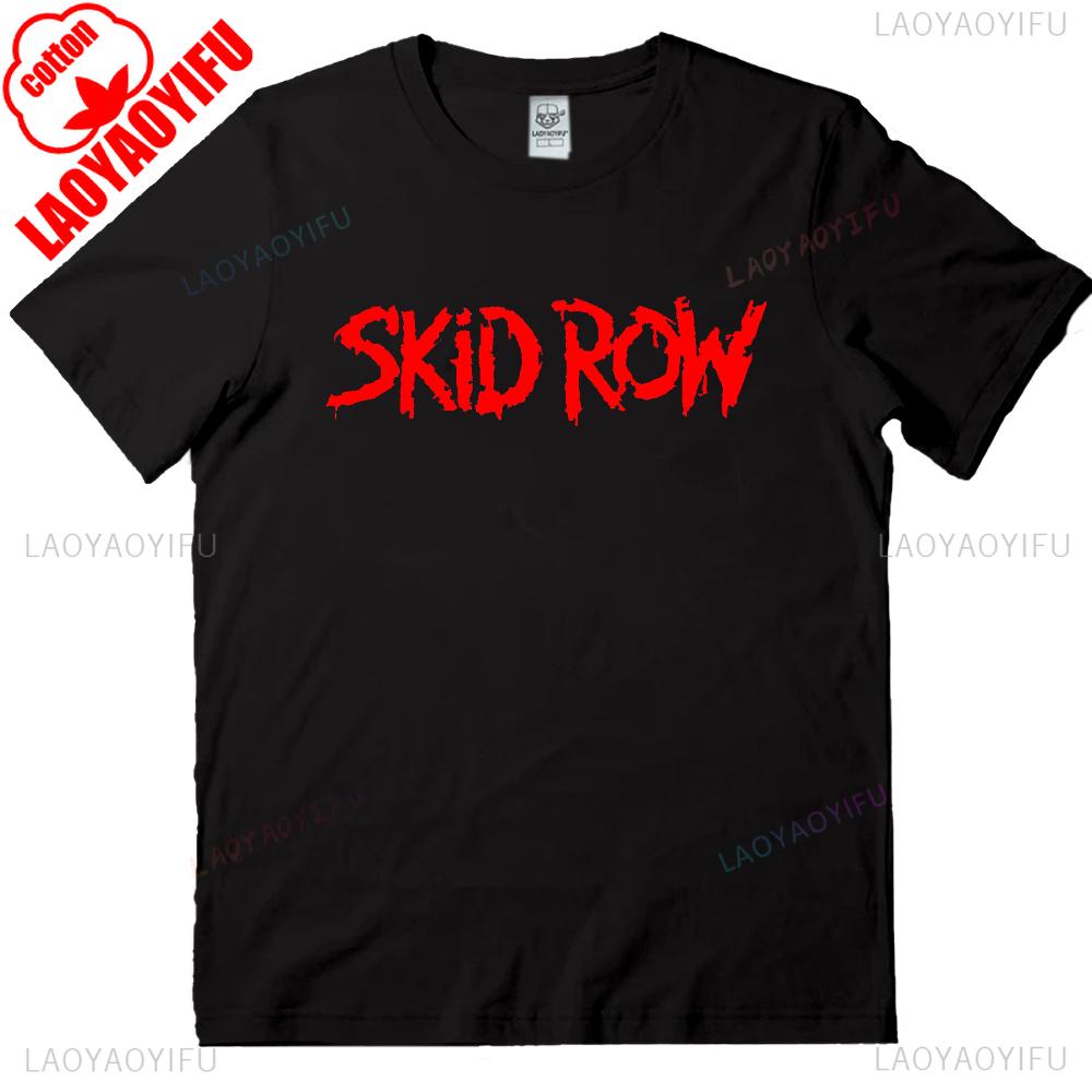 Skid Row Red Logo Black Adult T-Shirt Ropa Hombre Trending Cool Creative Hipster Comfortable Personality High Quality Cotton
