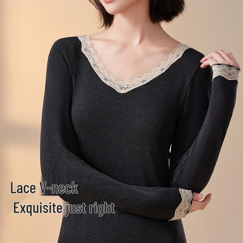 2025 Women's Seamless V-neck Body Shaping Thermal Underwear Set for Autumn/Winter
