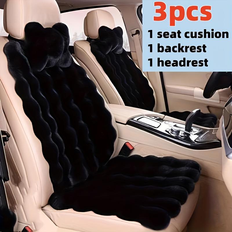 3pcs Winter Car Seat Cushion Set Soft Plush Bubble Fleece Lumbar Support Design Universal Fit for All Car Models