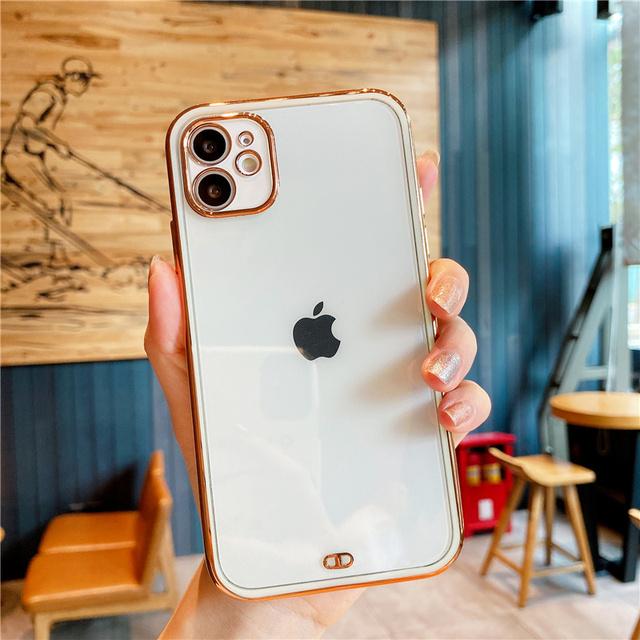 Electroplated Transparent Phone Case For Iphone 12 13 Pro 11 12 Max Xr X Xs Max 13pro 14pro Max Soft Clear Shockproof Back Cover