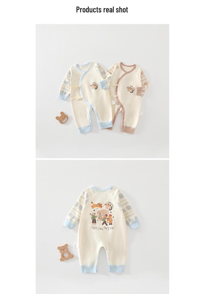 Circus Butterfly Pure Cotton Baby Romper with Belly Protection for Spring and Autumn