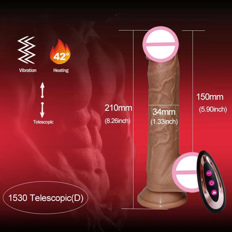 Realistic Dildo Telescopic Vibrator Masturbation Anal Plug for Women Thrusting Dick Penis Adult Heating Remote Control Sex Toys