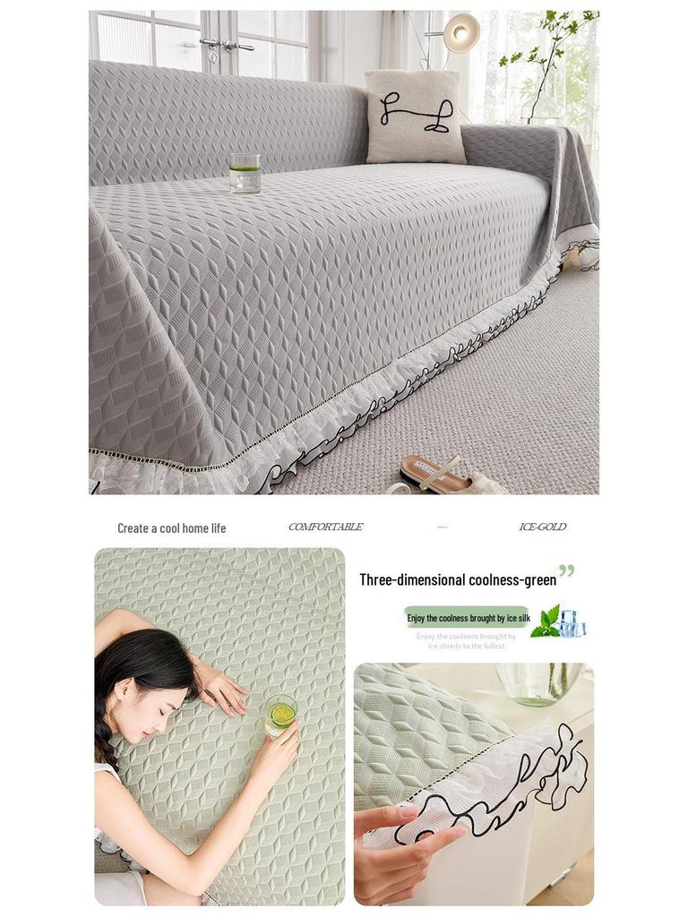 2025 3D Cooling Ice Silk Sofa Cover: All-in-One Summer Blanket & Cushion