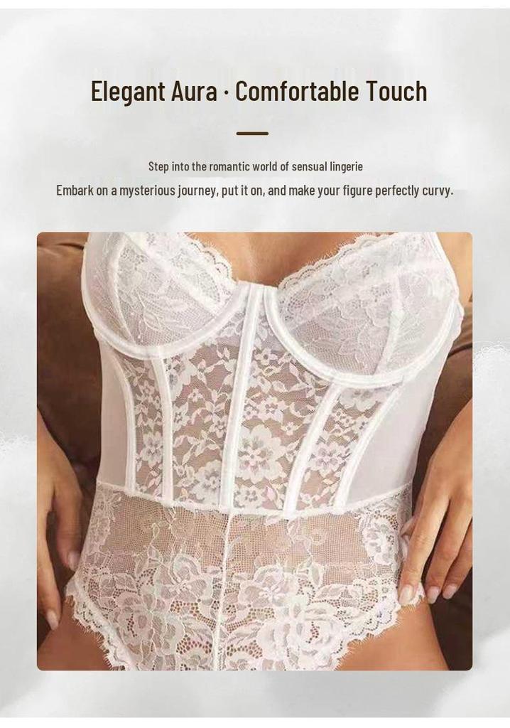 Sexy European & American Lace Underwire Diamond Crop Top - Slim Fit, See-through Vest for Women in White.