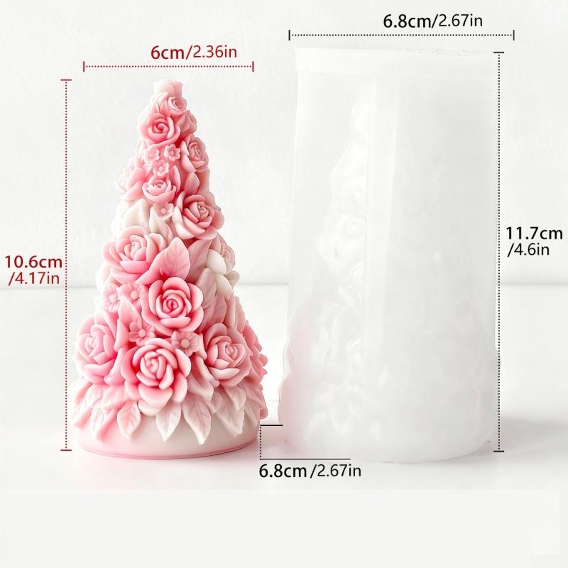 Rose Christmas Tree Silicone Candle Molds Baking Mould for Epoxy Resin Making Candle Soap Chocolate Home Decoration