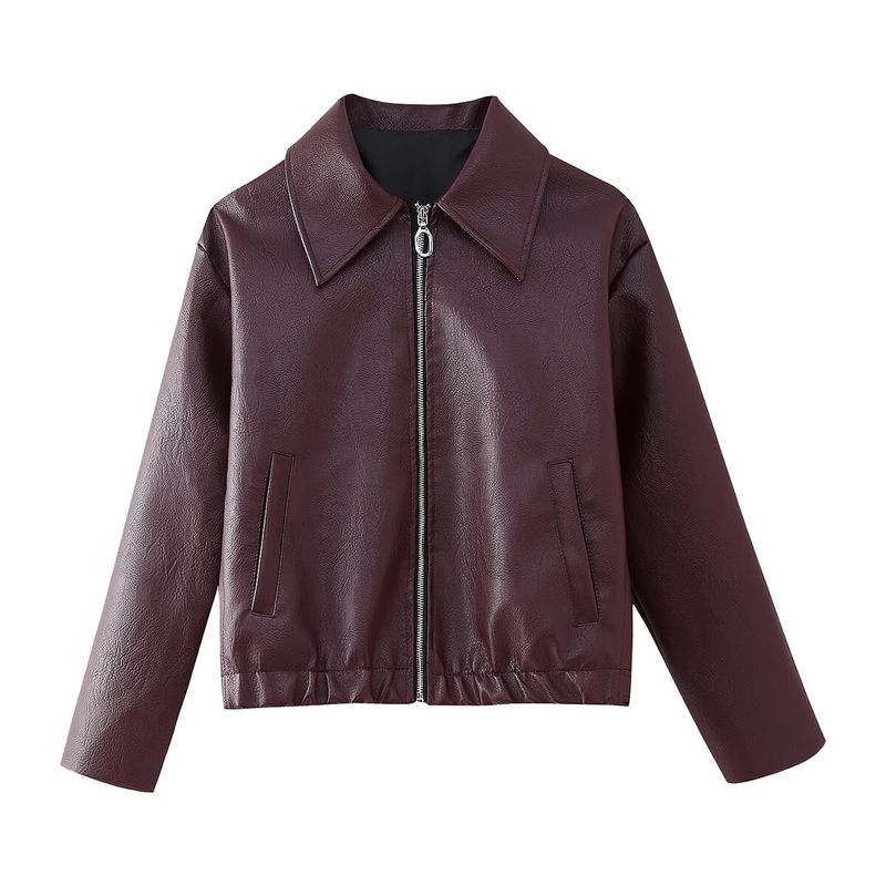 Kaslead New Arrival Women's Clothing Fashion Style Fashion Minimalist Versatile Casual Long Sleeve Leather Jacket Coat