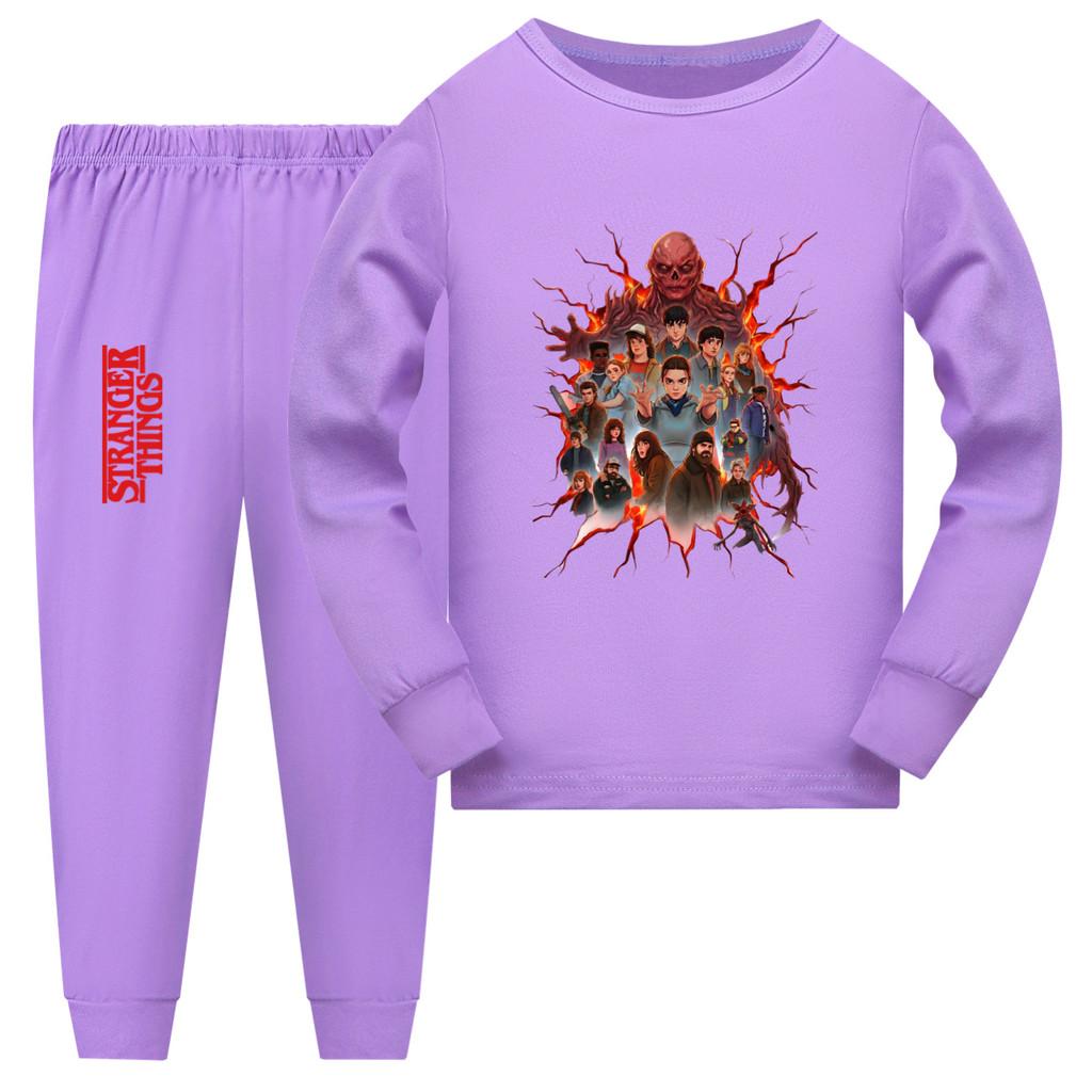5281 Kinderen Stranger Things Print Pyjama's Lange Mouw Slapen