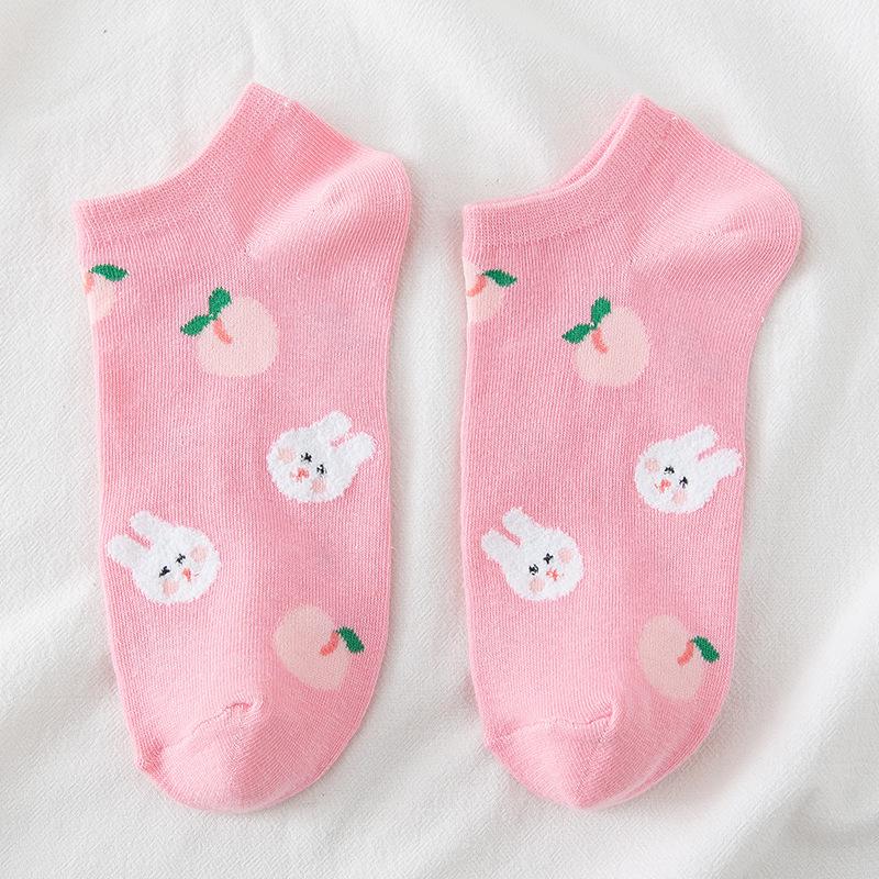 Women's Cartoon Fruit Cotton Low-Cut Socks - Trendy Thin Style for Spring/Summer