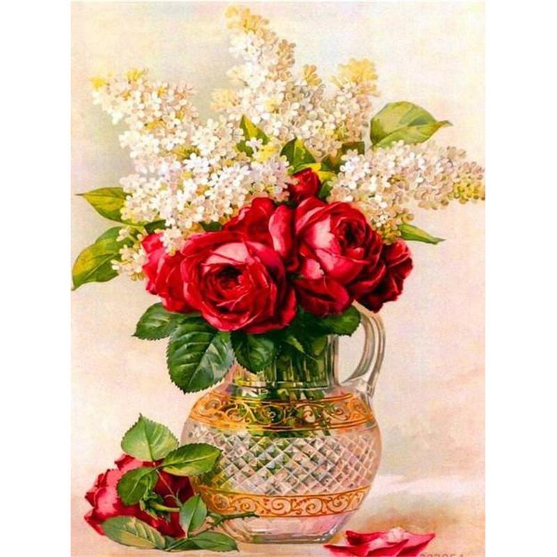 5D DIY Diamond Painting Beautiful Flower Mosaic Diamond Embroidery Painting Full Round Rhinestone Home Decor Gift