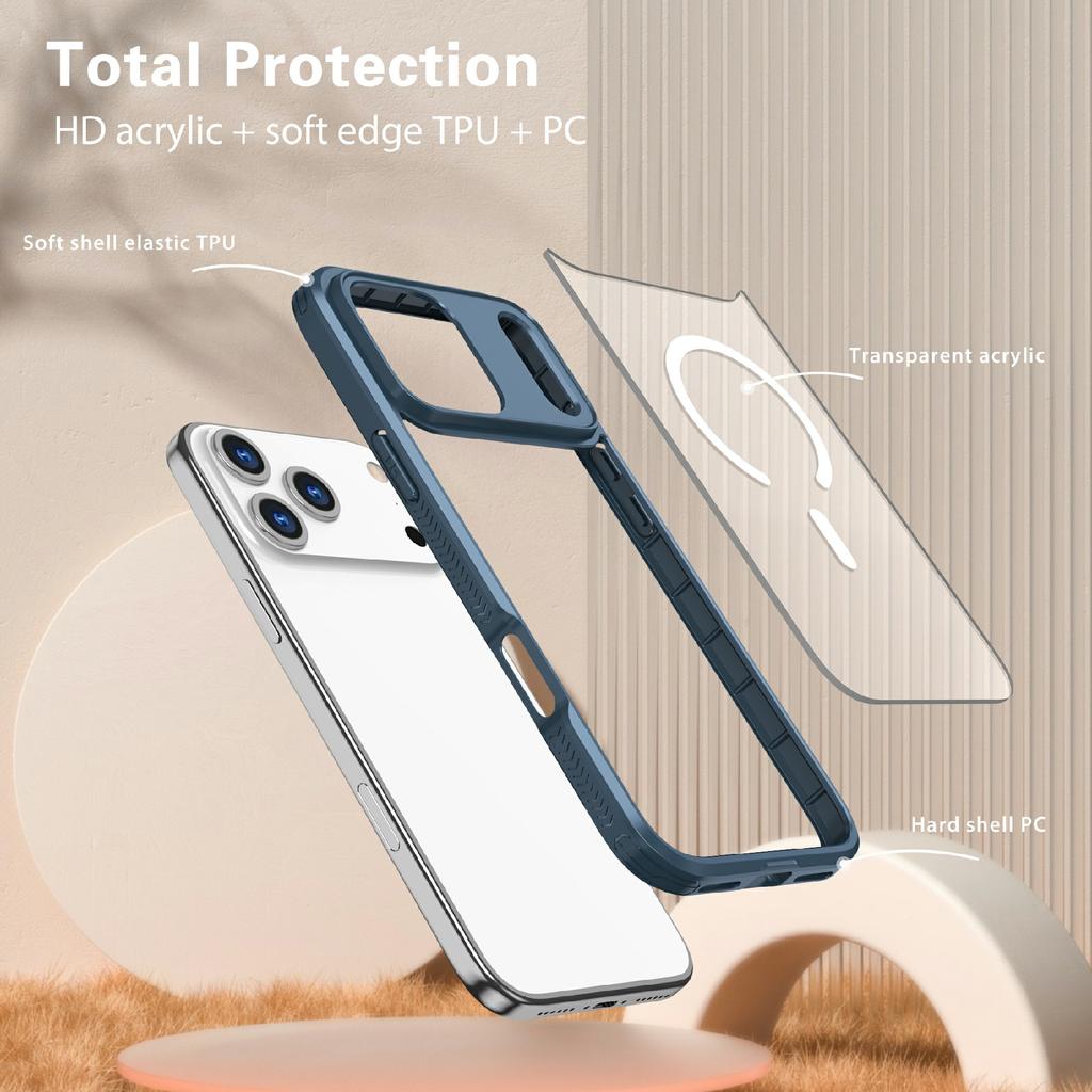 For iPhone 17 Pro Max Case Compatible with MagSafe TPU PC Clear Phone Back Cover