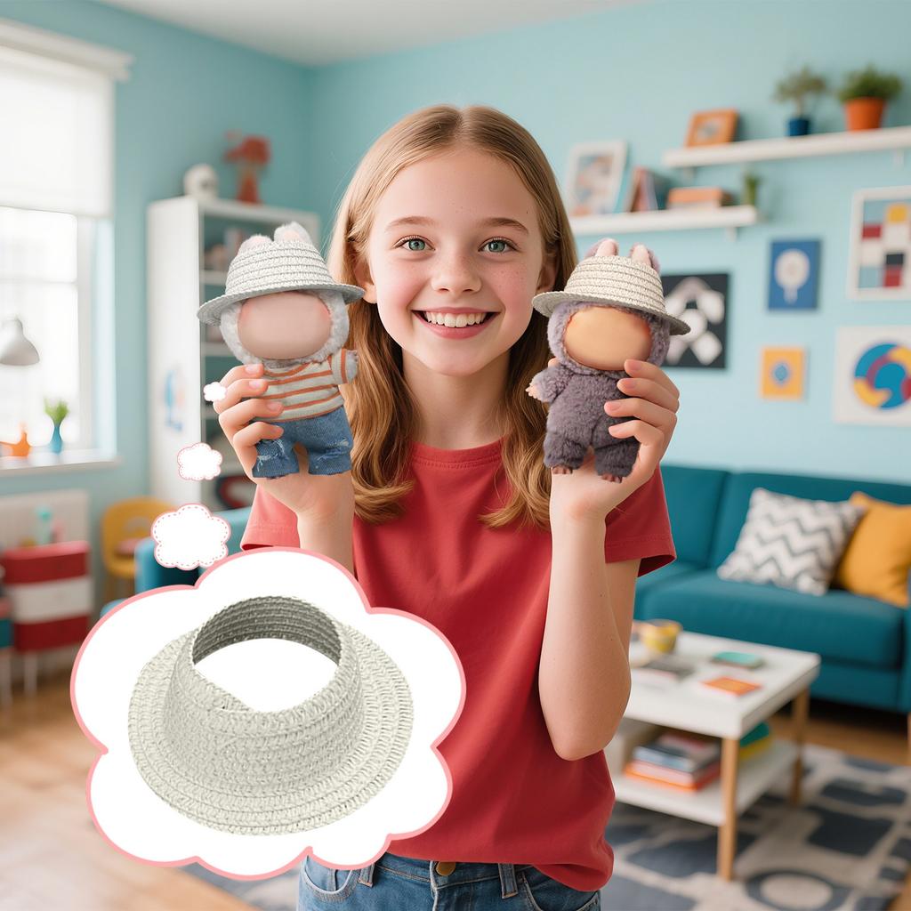 3packs Doll Accessories Headdress Leaky Ear Doll Hat Empty Top Peripheral Headgear Headband Strawing Hat Scarf Ring 10.5cm