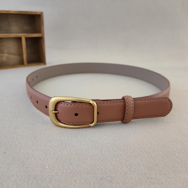Simple Twoply Leather Belt With Alloy Fastener For Casual Office Wear