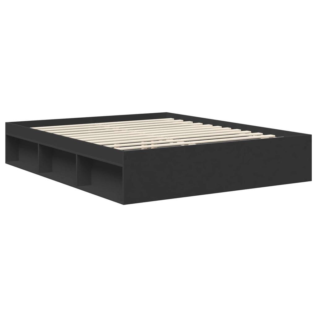 Bed Frame Black 160 x 200 cm Solid Pine Wood