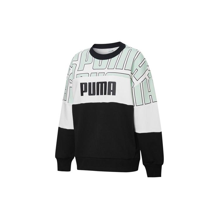 (WMNS) PUMA Colourblock Aop Sweatshirt Black Green White Women s 598241-32 M
