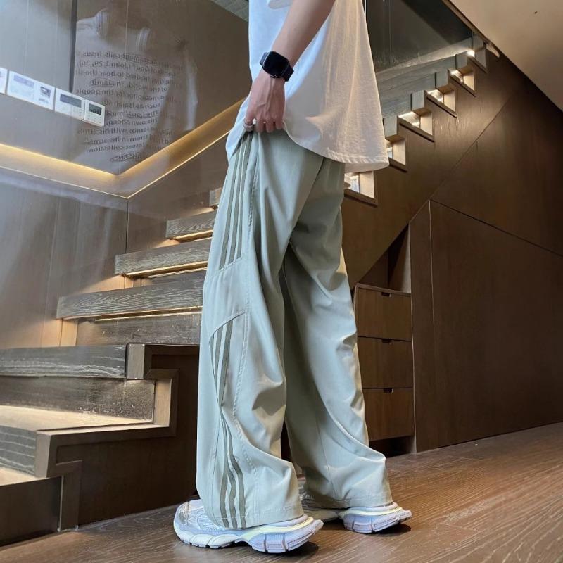 New loose casual pants men's trend splicing pants summer thin pendant wide-leg trousers