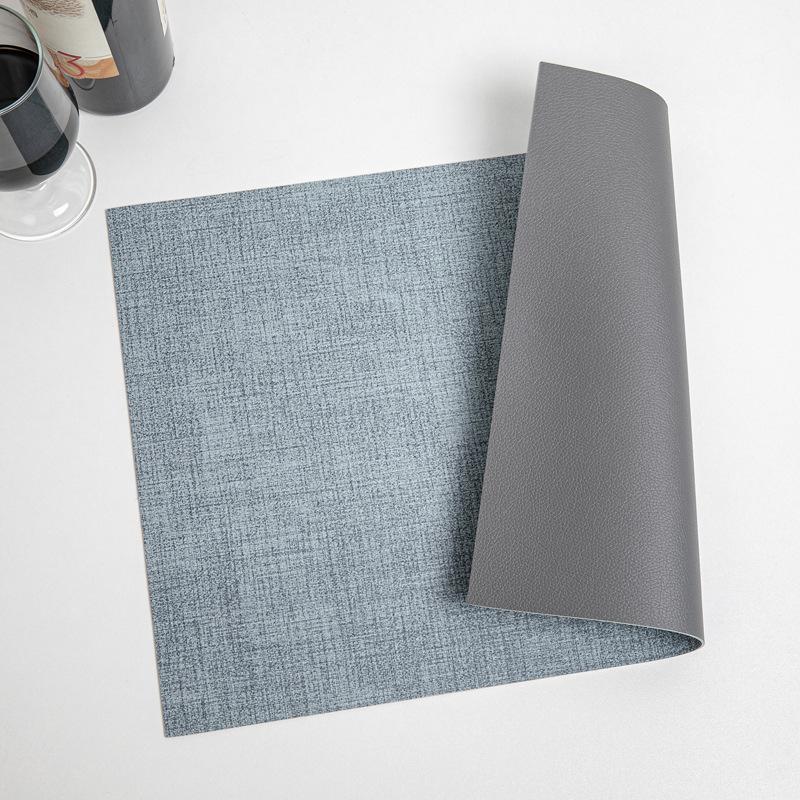 Popular hot-selling leather placemat thermal insulation mat dining table vegetable mat coaster carbon fiber cloth pattern lychee pattern