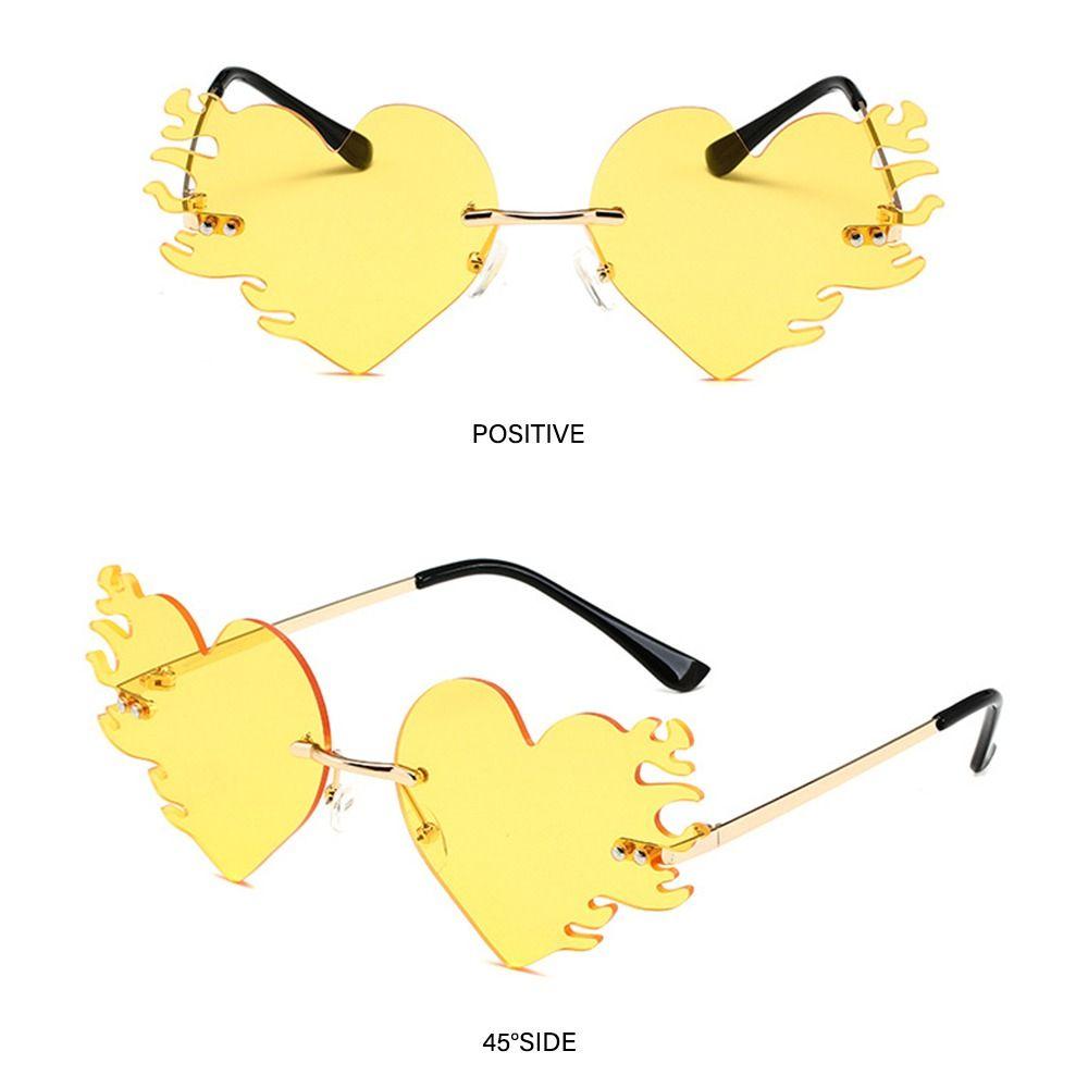 UV400 Protection Flame Love Sun Glasses Rimless Party Favor Eyewear  for Women & Men