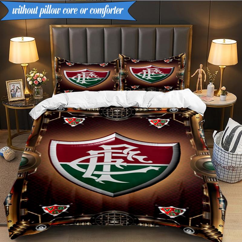 3PCS Soccer Club Emblem Design Printed Soft Bedding Set,Including 1pc Duvet Cover And 2pcs Pillowcases Perfect for Bedroom, Dormitory, Fan Gift