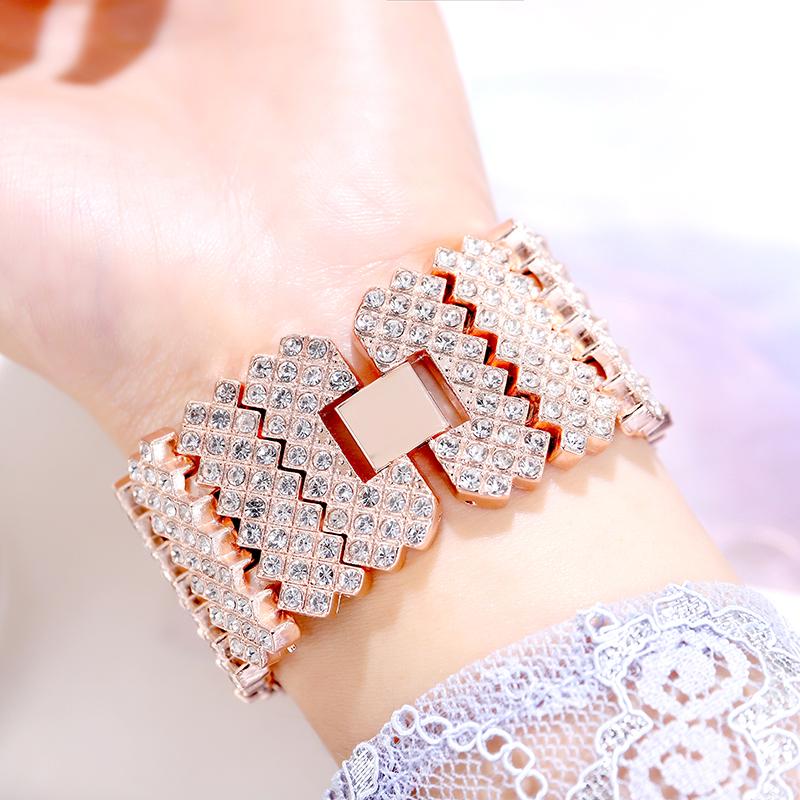 Full Diamond Square Watch Women Quartz Watch Noble Ladies Party Dress Watch Waterproof Watch Small Big Strap Montre Femmes