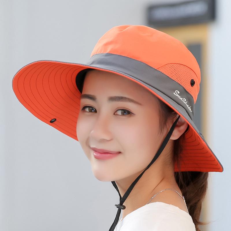 9002 Women's Outdoor Sun Hat with Ponytail Hole, Fisherman Hat, Sun Protection, Breathable Hiking Hat, Matching Family Style