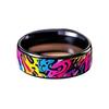 Graffiti-Style Stainless Steel Ring: Vibrant Spiral Design, Durable & Fade-Resistant.