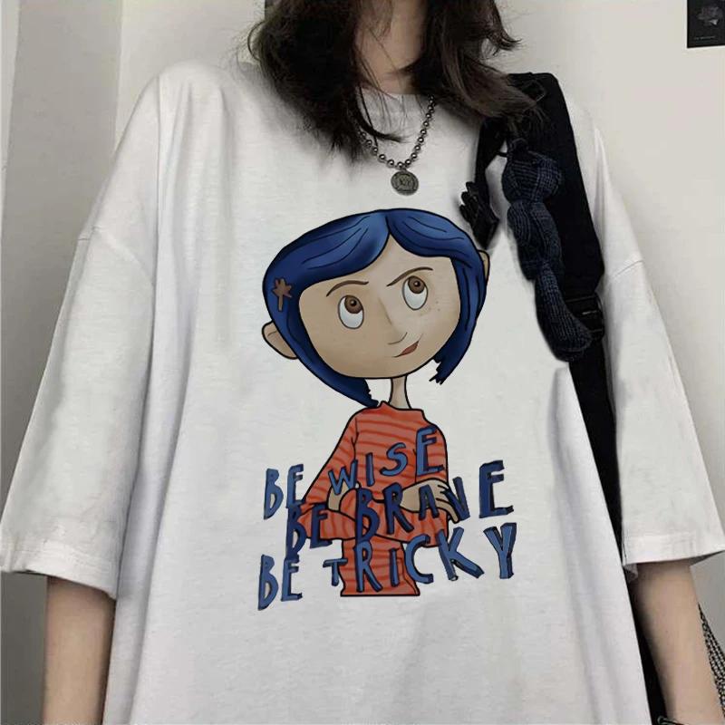 

Футболка Coraline женская Тим Бертон Нил Гейман Кошмар перед Рождеством готическая футболка летняя повседневная с коротким рукавом модные футболки S