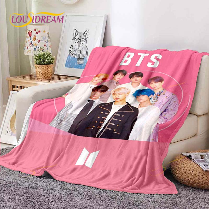 Kpop Bangtan Boys BTS Blanket Couch Quilt Cover Travel Bedding Outlet Throw Blanket Flannel Blanket Bedspread Picnic Blanket