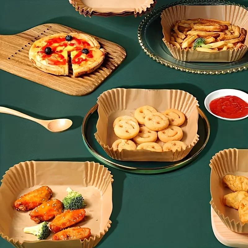 100/50pcs Non-Stick Air Fryer Disposable Paper Liners,Compatible with Most Air Fryer Models,Baking Sheets for Baking,Frying Food