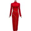 Women's Elegant Rhinestone Round Neck Slim Fit Evening Dress